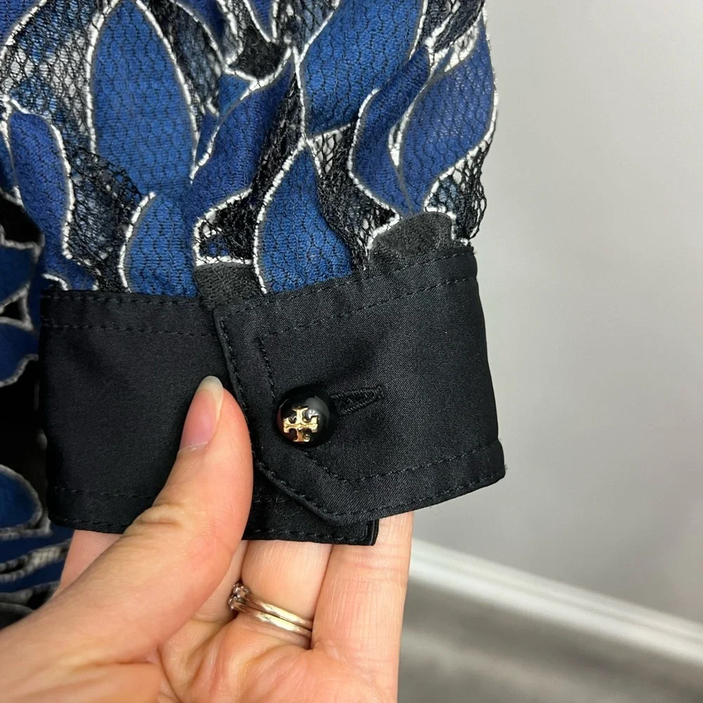 Tory Burch‎ Black/Navy Print Blouse